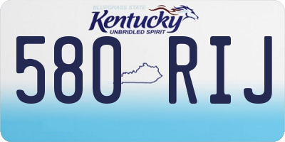 KY license plate 580RIJ