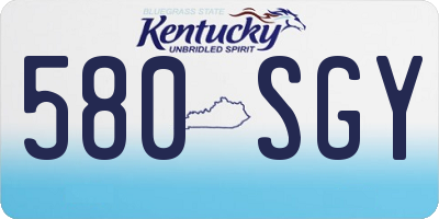 KY license plate 580SGY