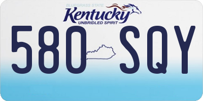 KY license plate 580SQY