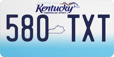 KY license plate 580TXT