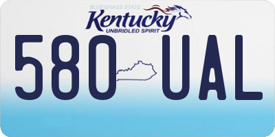 KY license plate 580UAL