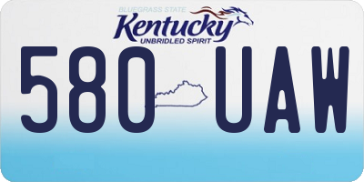 KY license plate 580UAW