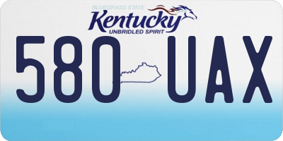 KY license plate 580UAX