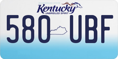 KY license plate 580UBF