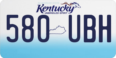 KY license plate 580UBH