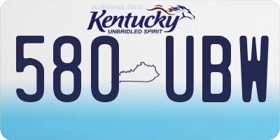 KY license plate 580UBW
