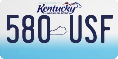 KY license plate 580USF