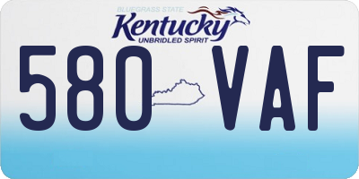 KY license plate 580VAF
