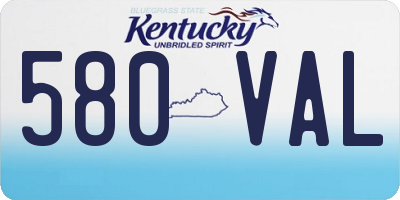 KY license plate 580VAL