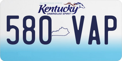 KY license plate 580VAP