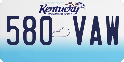 KY license plate 580VAW