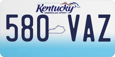 KY license plate 580VAZ