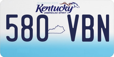 KY license plate 580VBN