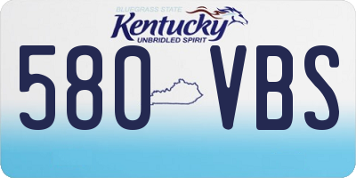 KY license plate 580VBS