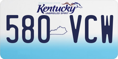 KY license plate 580VCW