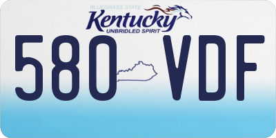 KY license plate 580VDF