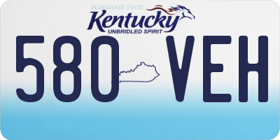 KY license plate 580VEH
