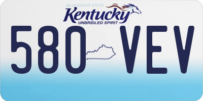 KY license plate 580VEV