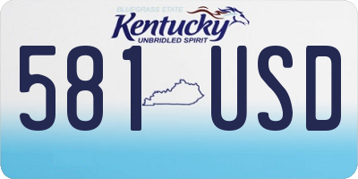 KY license plate 581USD