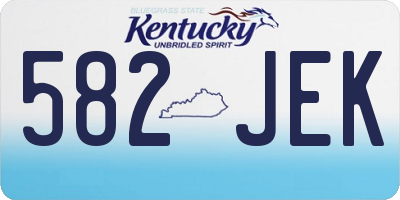 KY license plate 582JEK