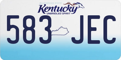 KY license plate 583JEC