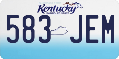 KY license plate 583JEM
