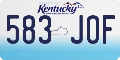 KY license plate 583JOF