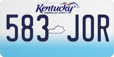 KY license plate 583JOR