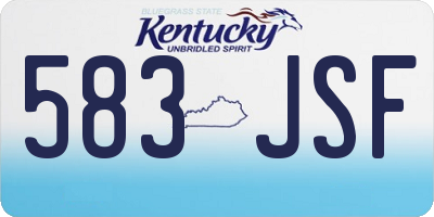 KY license plate 583JSF