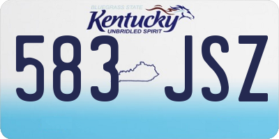 KY license plate 583JSZ