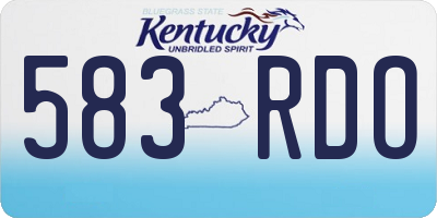 KY license plate 583RDO