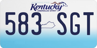 KY license plate 583SGT