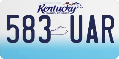 KY license plate 583UAR