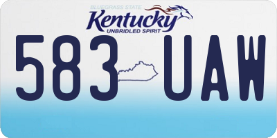 KY license plate 583UAW