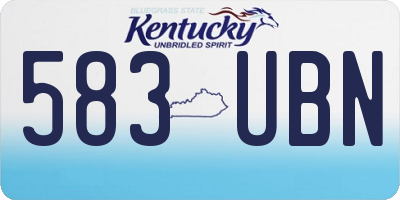 KY license plate 583UBN