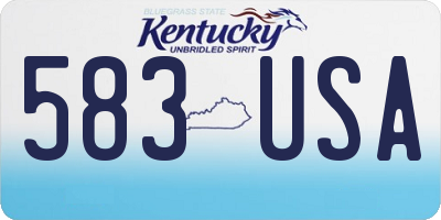 KY license plate 583USA