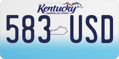KY license plate 583USD