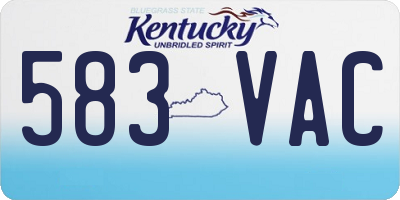 KY license plate 583VAC