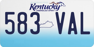 KY license plate 583VAL