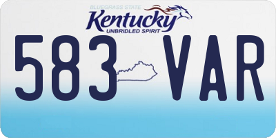 KY license plate 583VAR