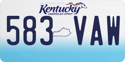 KY license plate 583VAW