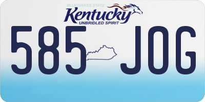 KY license plate 585JOG