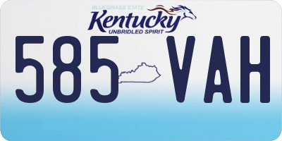 KY license plate 585VAH