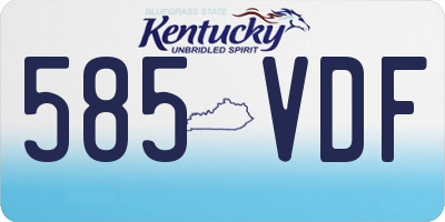 KY license plate 585VDF