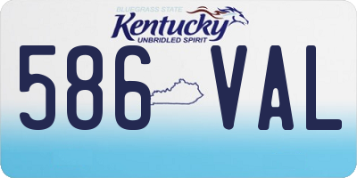 KY license plate 586VAL