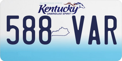 KY license plate 588VAR