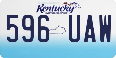 KY license plate 596UAW