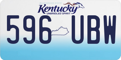 KY license plate 596UBW