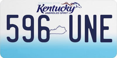 KY license plate 596UNE