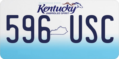 KY license plate 596USC